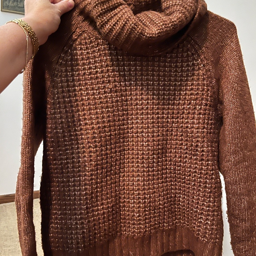 Lilla P Rich Brown Cowl Neck Sweater